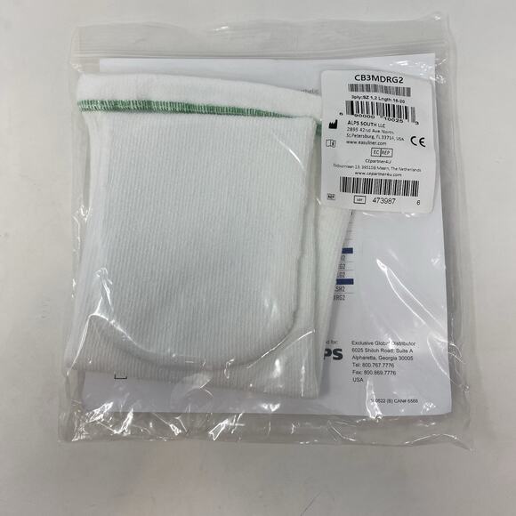 Cool Blue Prosthetic Socks 3 Ply, Size 1, 2 Length 16-20 White Green Trim NEW - Picture 2 of 3